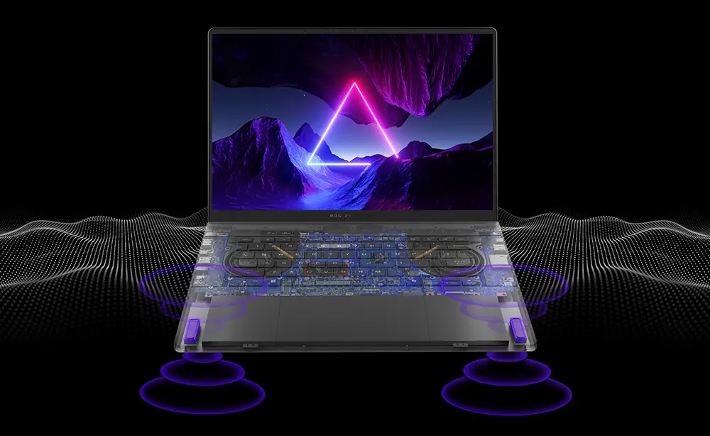 Notebook Intel Ultra 9 gris detalle del borde de pantalla ultradelgada