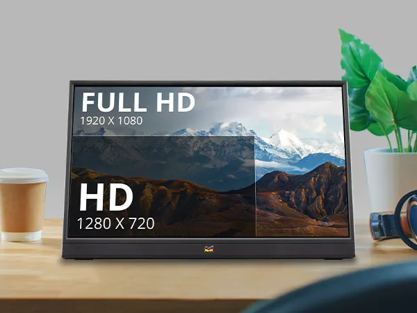 Vista lateral del monitor port&aacute;til de 16 pulgadas Full HD mostrando su dise&ntilde;o delgado