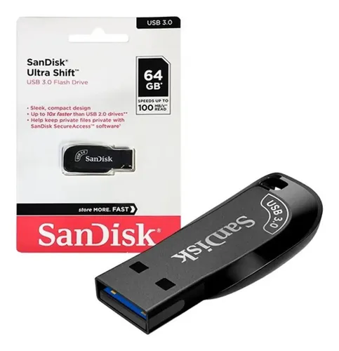 Pendrive 64GB USB 3.2 Ultra Shift Negro Pendrive Kingston USB con diseño compacto y almacenamiento portátil de alta velocidad