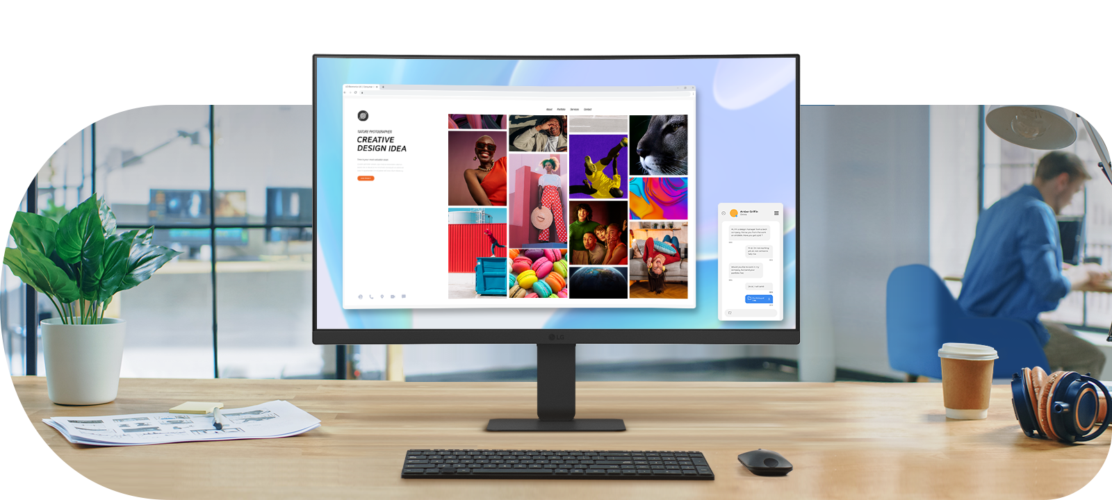 Monitor IPS de 27 pulgadas Full HD con dise&ntilde;o elegante y pantalla encendida mostrando colores vivos