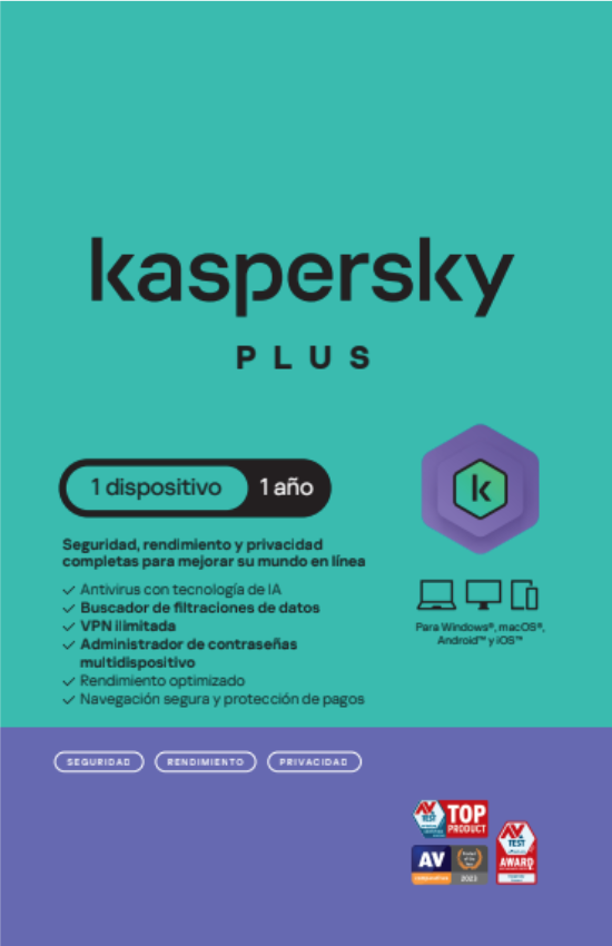 Antivirus Kaspersky PLUS 1 dispositivo 1 a&ntilde;o