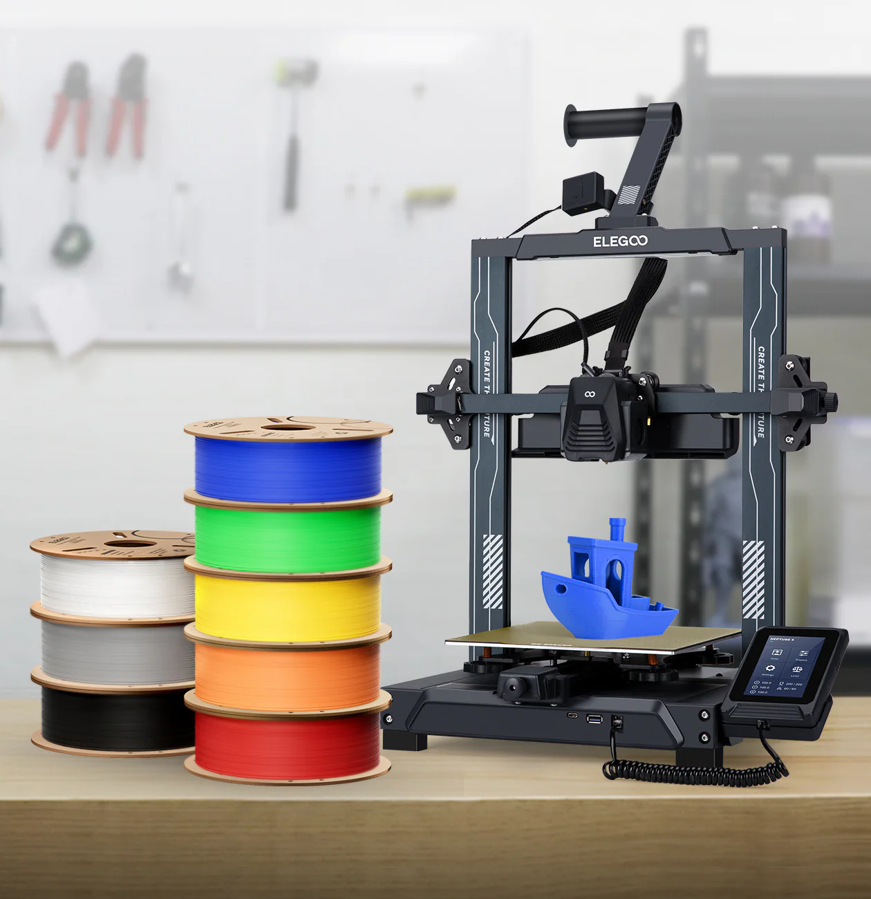 Filamento PLA+ Transparente para Impresión 3D 1Kg Elegoo Filamento PLA Elegoo para impresora 3D color verde 1kg