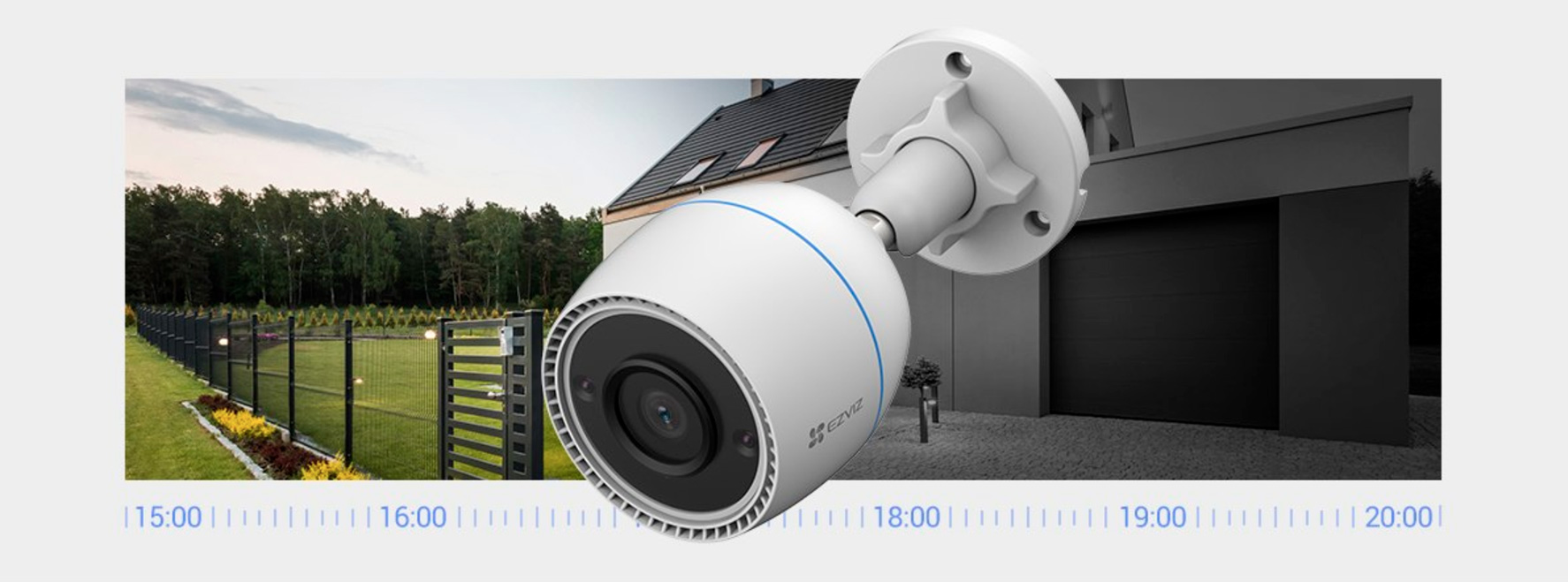 C&aacute;mara de seguridad Full HD mostrando &aacute;ngulo de visi&oacute;n amplio para monitoreo del hogar.