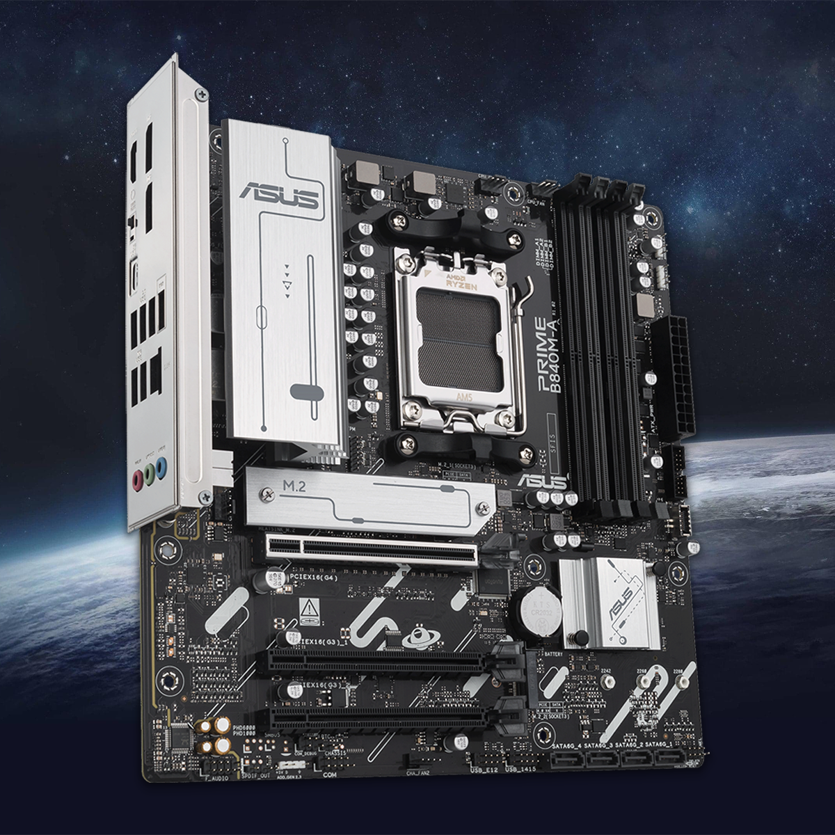 Detalle de los slots de memoria y dise&ntilde;o de energ&iacute;a de la ASUS PRIME B840M-A