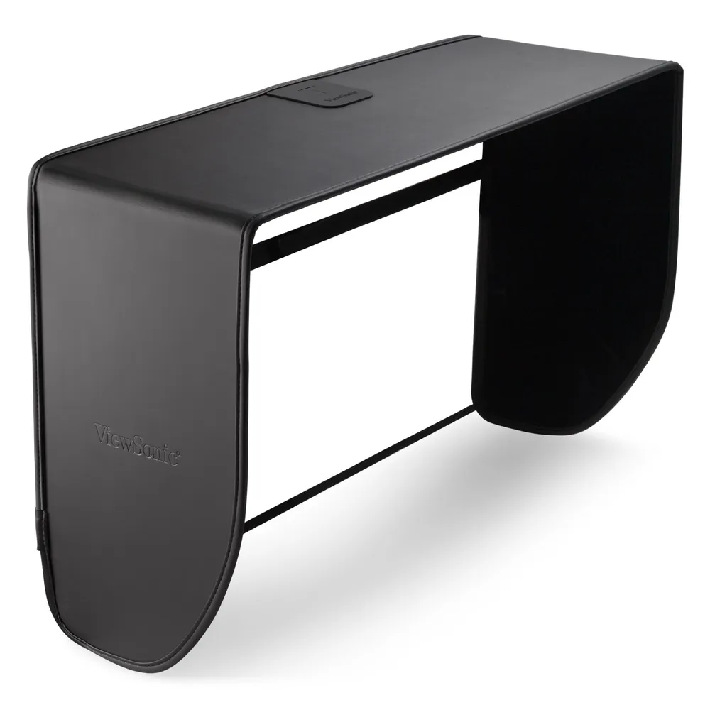 Monitor ViewSonic compatible con la visera MH27M1 en un entorno profesional.