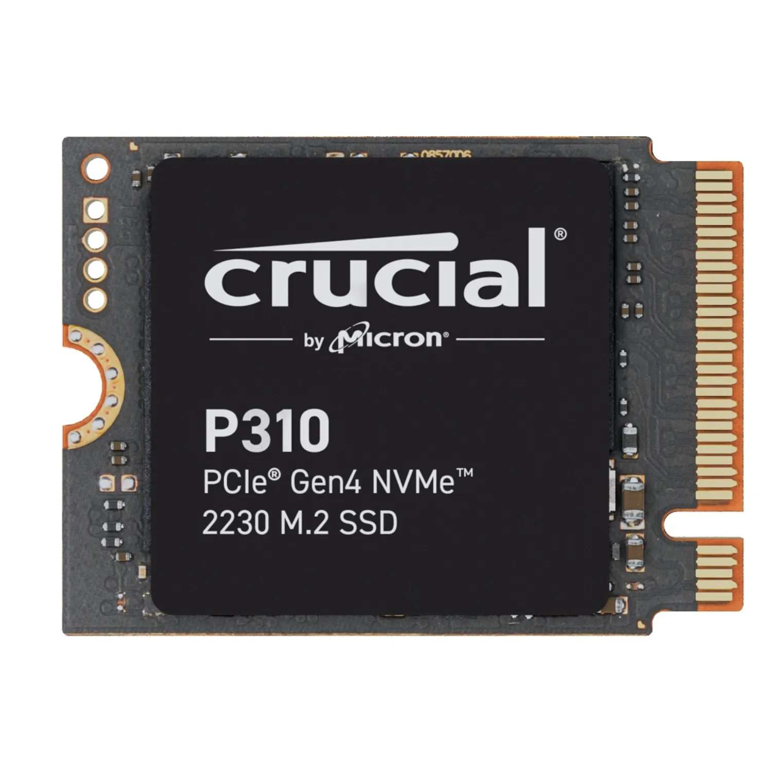 SSD Crucial P310 de 2000GB mostrando su factor de forma M.2 2230