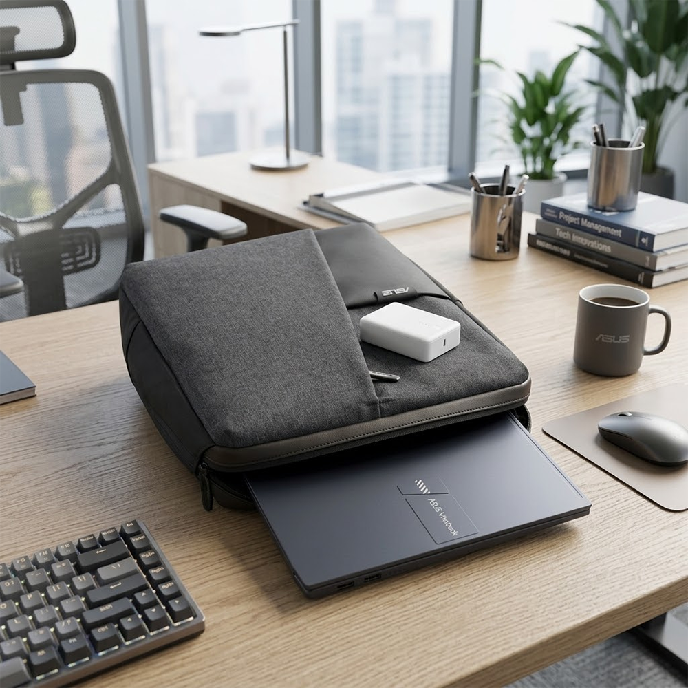 Mochila ASUS AP4600 en color gris con dise&ntilde;o monocromo y profesional