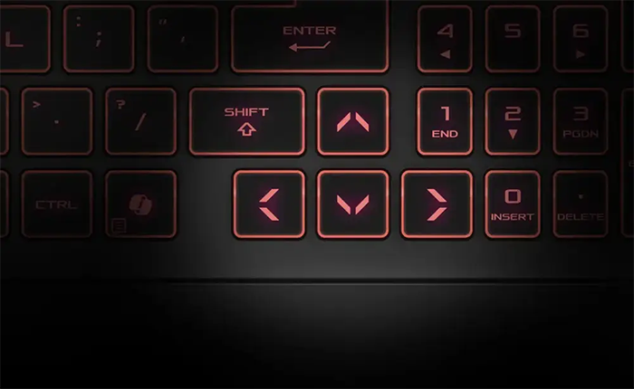 Vista detalle del teclado del  Notebook ASUS TUF Gaming A16