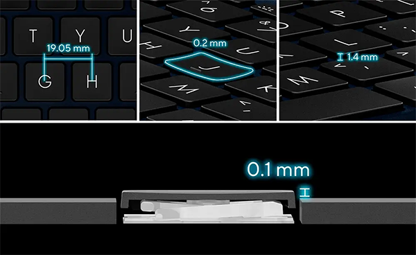 Detalle del teclado ergon&oacute;mico ErgoSense del ASUS Vivobook 15 con teclado num&eacute;rico completo.