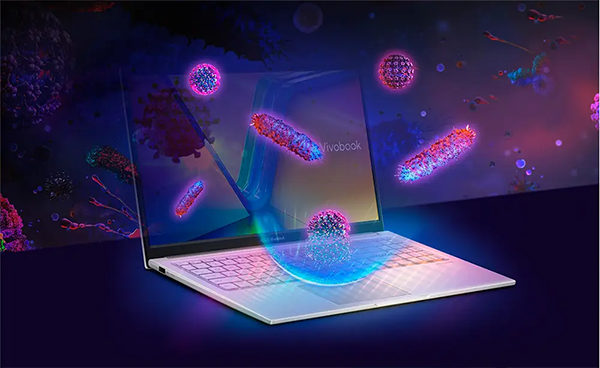 Perfil ultradelgado del ASUS Vivobook 15 resaltando su portabilidad para estudiantes y profesionales.