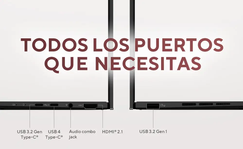ASUS Zenbook Duo cerrado visto desde el costado, resaltando su dise&ntilde;o compacto y moderno