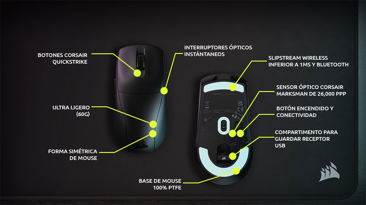 Mouse Gamer Inal&aacute;mbrico Corsair M75 AIR ultraligero