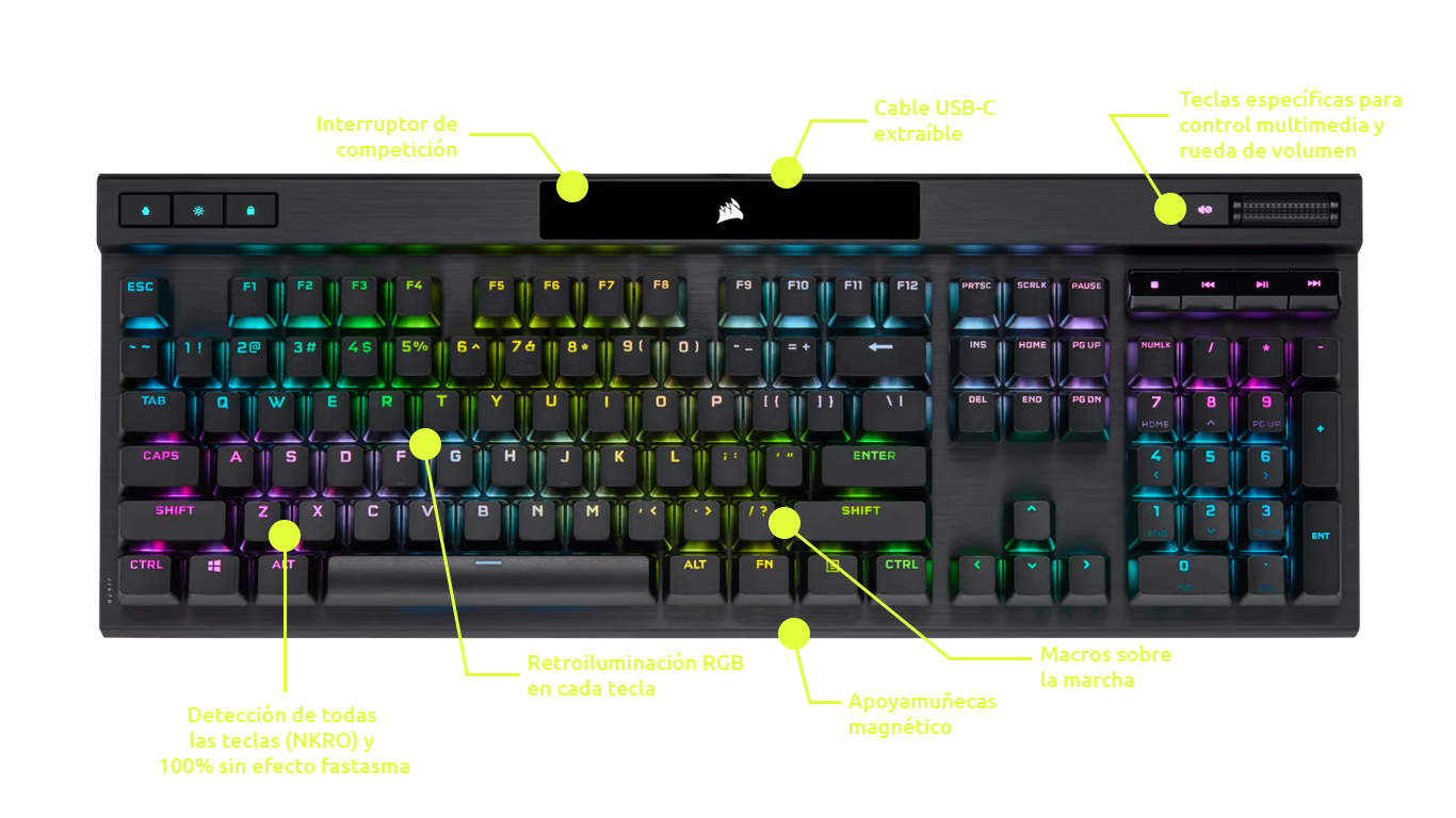 Corsair Teclado Gamer Alámbrico Mecánico K70 RGB PRO - Negro | pc