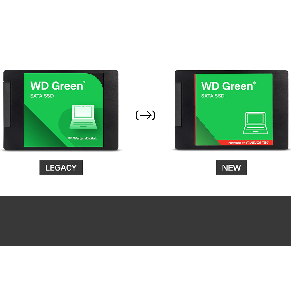 Comparativa de presentaci&oacute;n antigua y nueva de la Unidad SSD Western Digital WDS500G5G0A