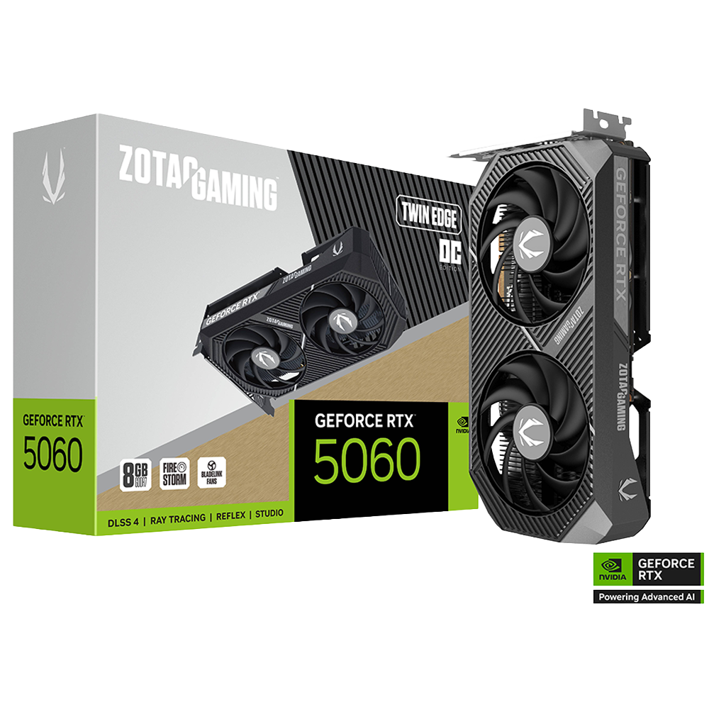 Tarjeta de video ZOTAC GAMING GeForce RTX 5060 Twin Edge OC con arquitectura Blackwell