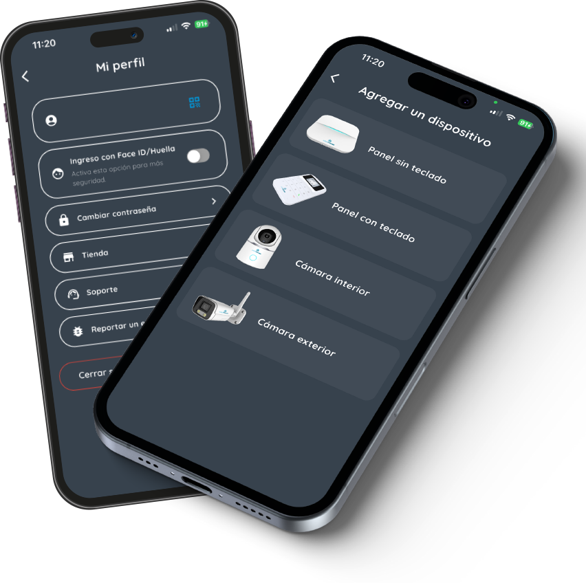 Imagen simulada de smartphone con app Clickhouse en pantalla