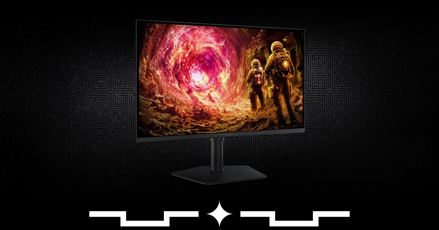 Monitor gamer 32 pulgadas vista frontal con pantalla grande y biseles delgados para juegos y multimedia.