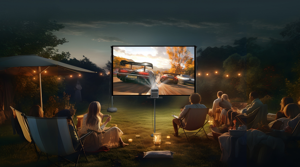 Tel&oacute;n de proyecci&oacute;n outdoor Wanbo con superficie lisa para im&aacute;genes n&iacute;tidas en exteriores.