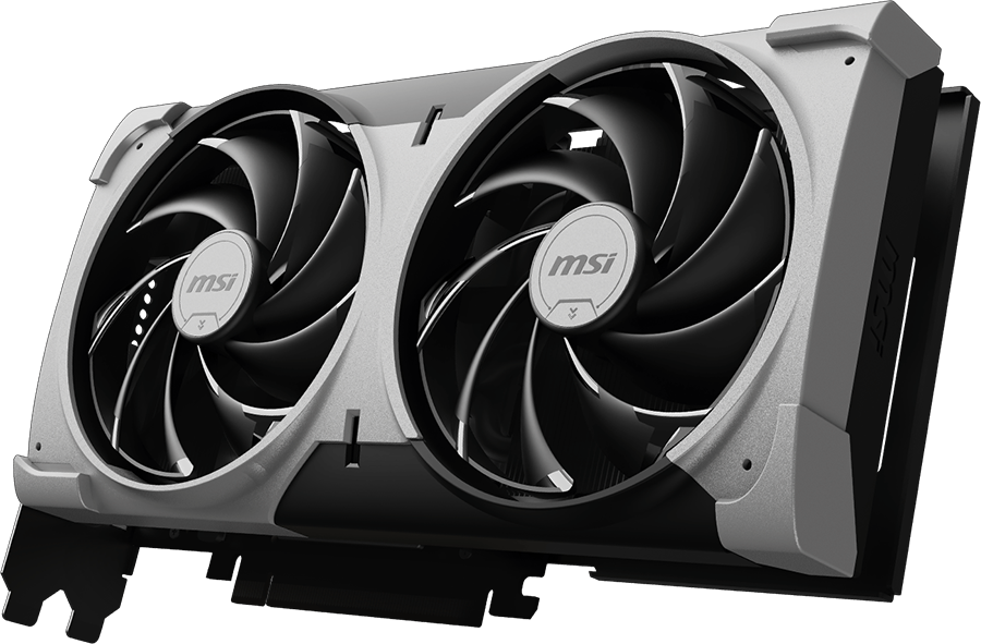 Imagen en perspectiva de tarjeta de video MSI Nvidia GeForce RTX 5070 VENTUS 2X OC