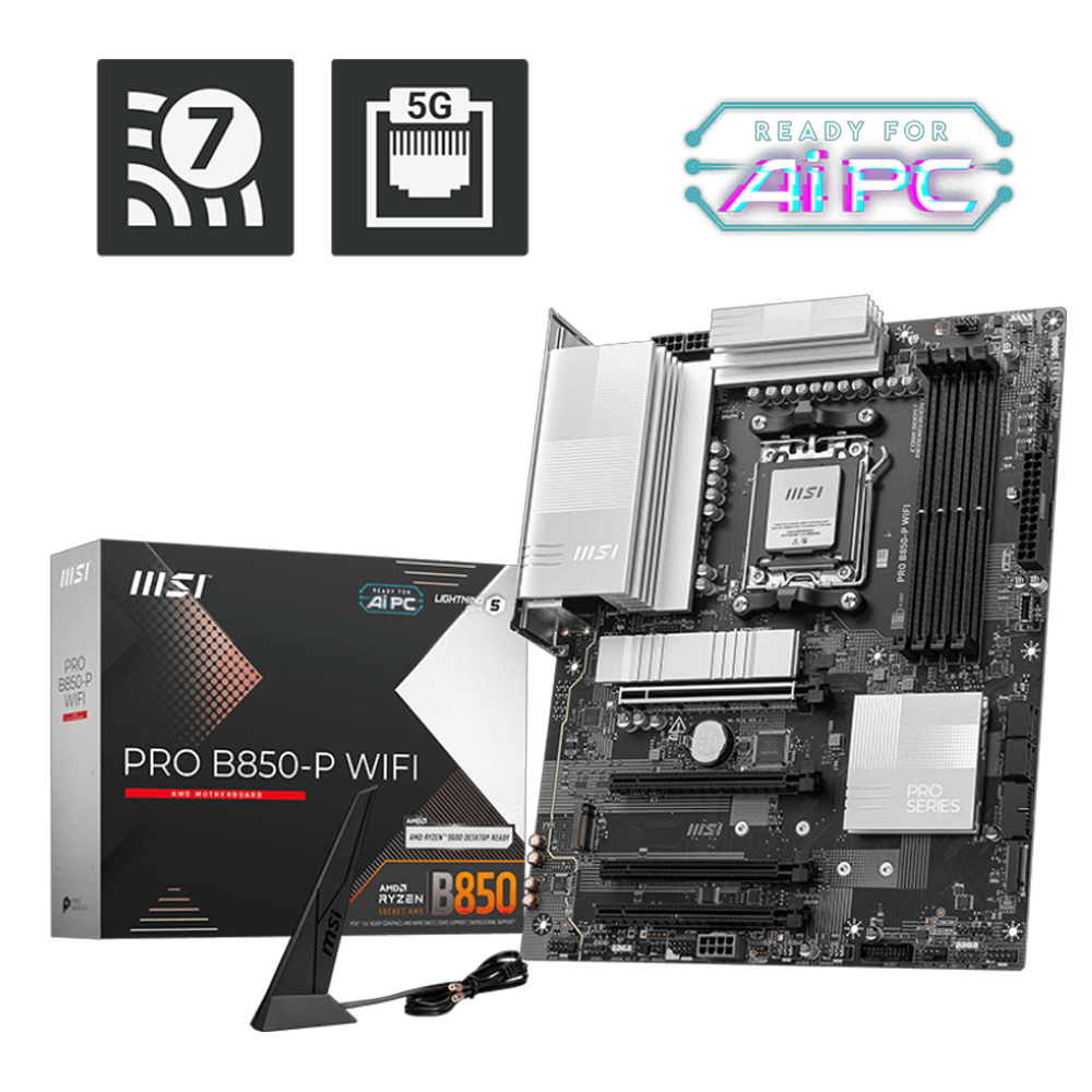 Placa madre MSI PRO B850-P WIFI con dise&ntilde;o profesional