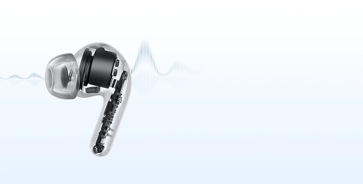 Vista detalle tipo radiograf&iacute;a de un Aud&iacute;fono Redmi Buds 8 Lite Negro