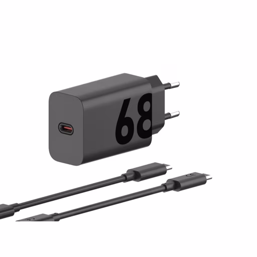 Cargador Turbo Power 68W Motorola color negro con cable USB-C