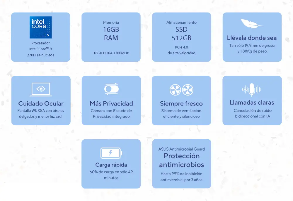 Caracter&iacute;sticas principales del notebook ASUS Vivobook 16