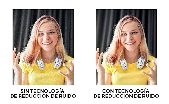 Comparaci&oacute;n de imagen botenida con tecnolog&iacute;a de reducci&oacute;n de ruido en video disponible en ASUS Vivobook 16 para videollamadas perfectas