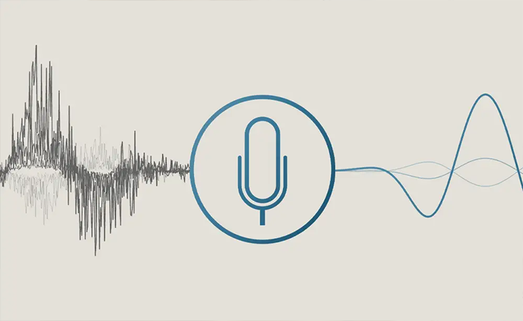 Ilustraci&oacute;n que grafica el funcionamiento de la tecnolog&iacute;a ASUS AI Noise-Cancelling para mejorar la calidad de tus videollamadas
