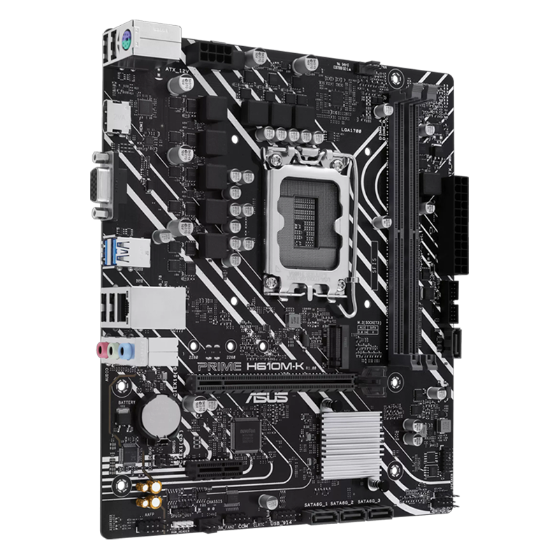 Panel trasero con puertos HDMI 2.1 y conexiones USB de la ASUS PRIME H610M-K
