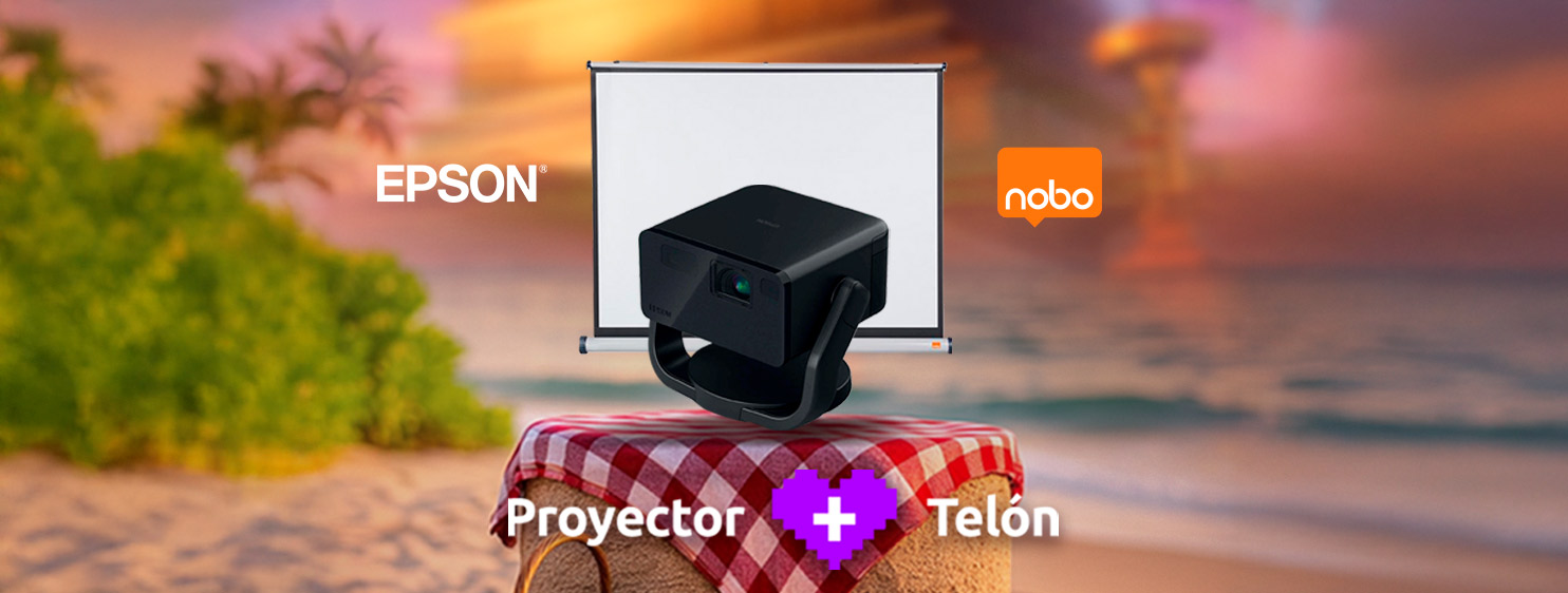 Banner de Combo Proyector EV Mini EF-22B + Tel&oacute;n Portatil Pie 119x90 NOBO