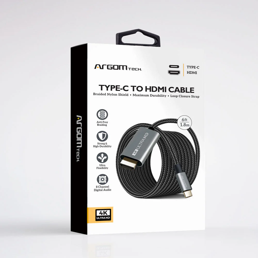 Caja de empaque de cable ArgomTech HDMI a Tipo C 4k 30Hz