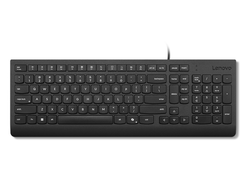Vista frontal del Teclado Al&aacute;mbrico Essential Negro Lenovo
