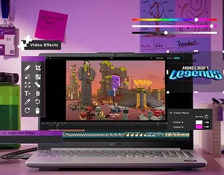 Primer plano de la pantalla de 15.6 pulgadas con bordes delgados, optimizando el espacio visual para una experiencia de juego inmersiva.