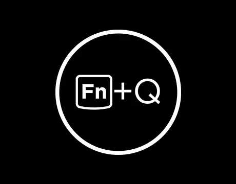 Icono Fn+Q en blanco sobre fondo negro