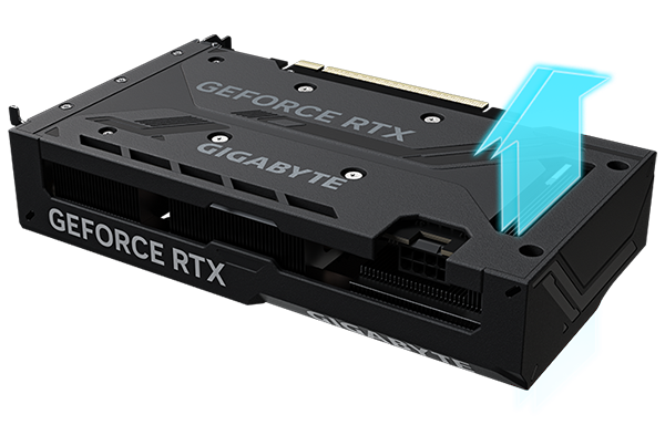 Tarjeta gr&aacute;fica RTX 5050 detalle del sistema de enfriamiento y acabado industrial dise&ntilde;ada para rendimiento gaming avanzado