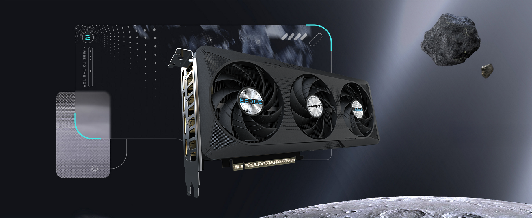 Tarjeta de video RTX 5060 vista frontal con sistema de refrigeraci&oacute;n de doble ventilador y dise&ntilde;o moderno para gaming y alto rendimiento