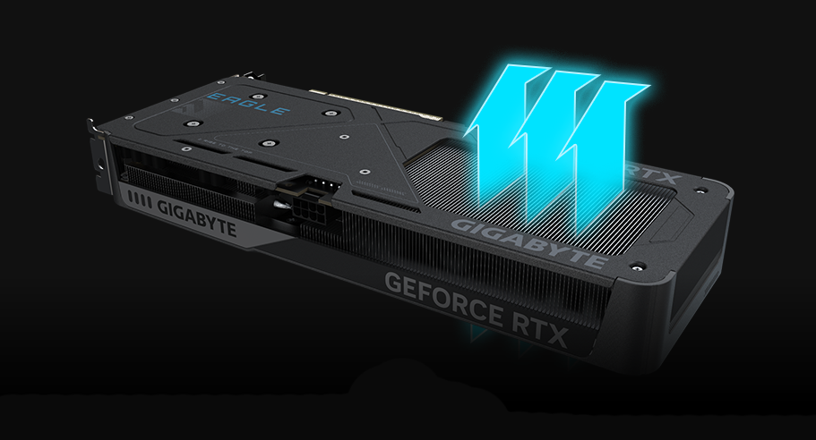 Tarjeta de video RTX 5060 vista frontal con sistema de refrigeraci&oacute;n de doble ventilador y dise&ntilde;o moderno para gaming y alto rendimiento