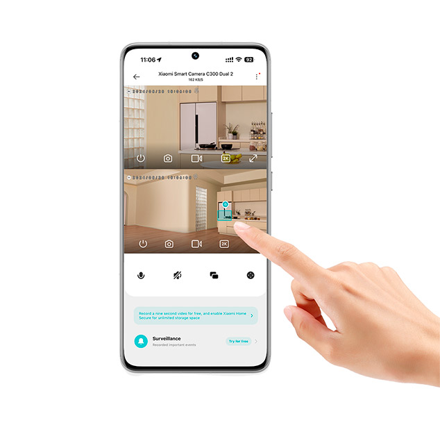 Xiaomi Camera C300 con rotaci&oacute;n panor&aacute;mica 360 grados para cobertura completa del hogar