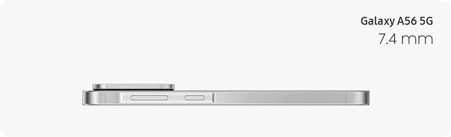 Vista frontal y posterior de Smartphone Galaxy A57 5G
