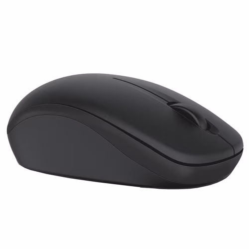 Vista superior del mouse Dell WM126 mostrando su forma contorneada