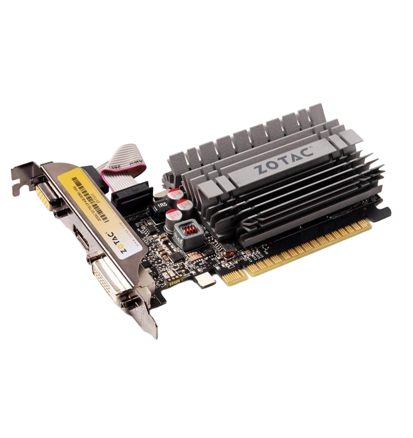 Vista de los puertos HDMI DVI y VGA de la tarjeta Zotac