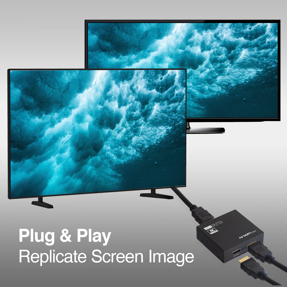 Splitter HDMI Argom de dos canales con acabado met&aacute;lico