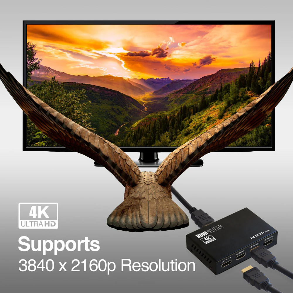 Indicadores LED y puertos del Splitter HDMI Argom