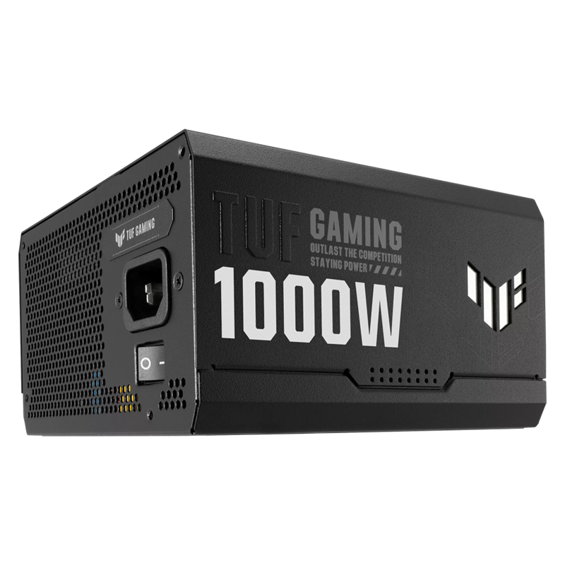 Vista lateral de la fuente TUF Gaming resaltando su certificaci&oacute;n ATX 3.1