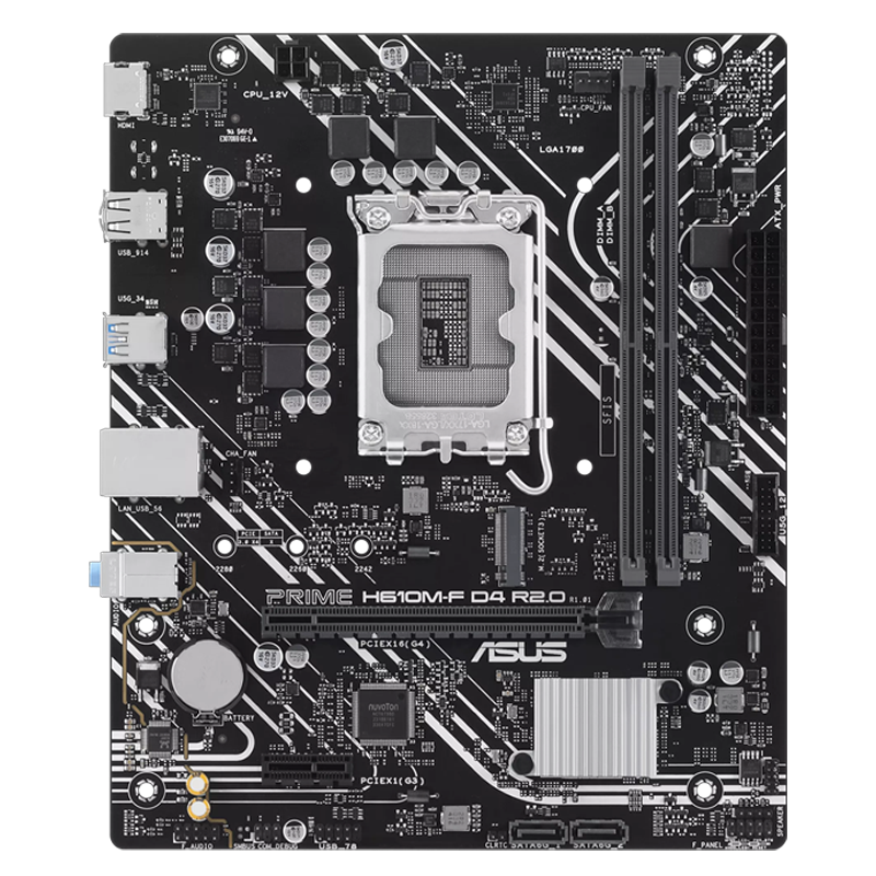 Placa madre ASUS PRIME H610M-F D4 R2.0 compatible con procesadores Intel Core de 14a generaci&oacute;n