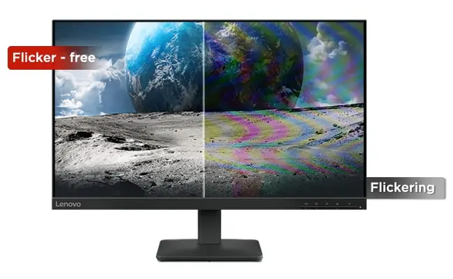 Vista en &aacute;ngulo de tres cuartos del monitor que muestra su perfil delgado y la parte posterior. La base tiene un dise&ntilde;o moderno que permite inclinar la pantalla y cuenta con un sistema de gesti&oacute;n de cables integrado.