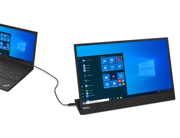 Monitor Lenovo Thinkvision M15 conectado a notebook