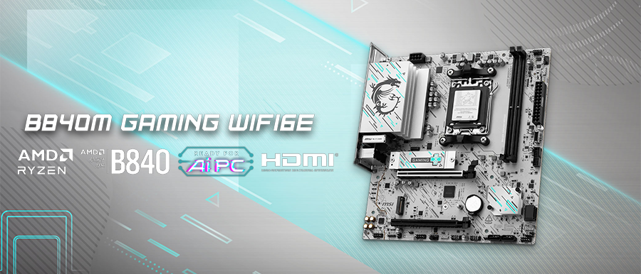 Placa madre MSI B840M GAMING WIFI6E dise&ntilde;ada para PC con IA