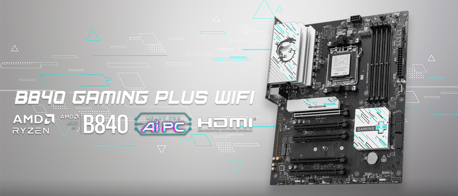 Placa madre MSI B840 GAMING PLUS WIFI dise&ntilde;ada para PC con IA